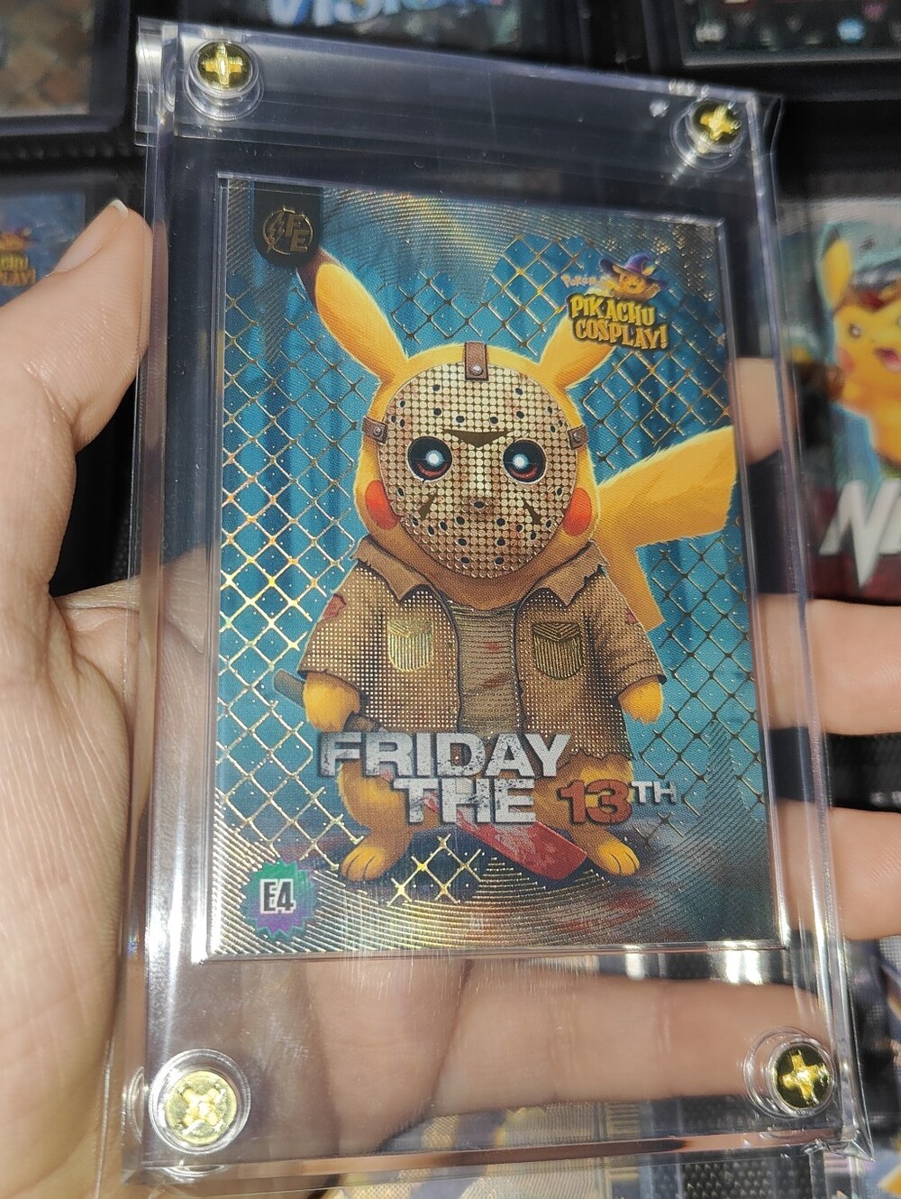Jason Voorhees Friday the 13th Gold holo encased Pikachu Cosplay card Unofficial
